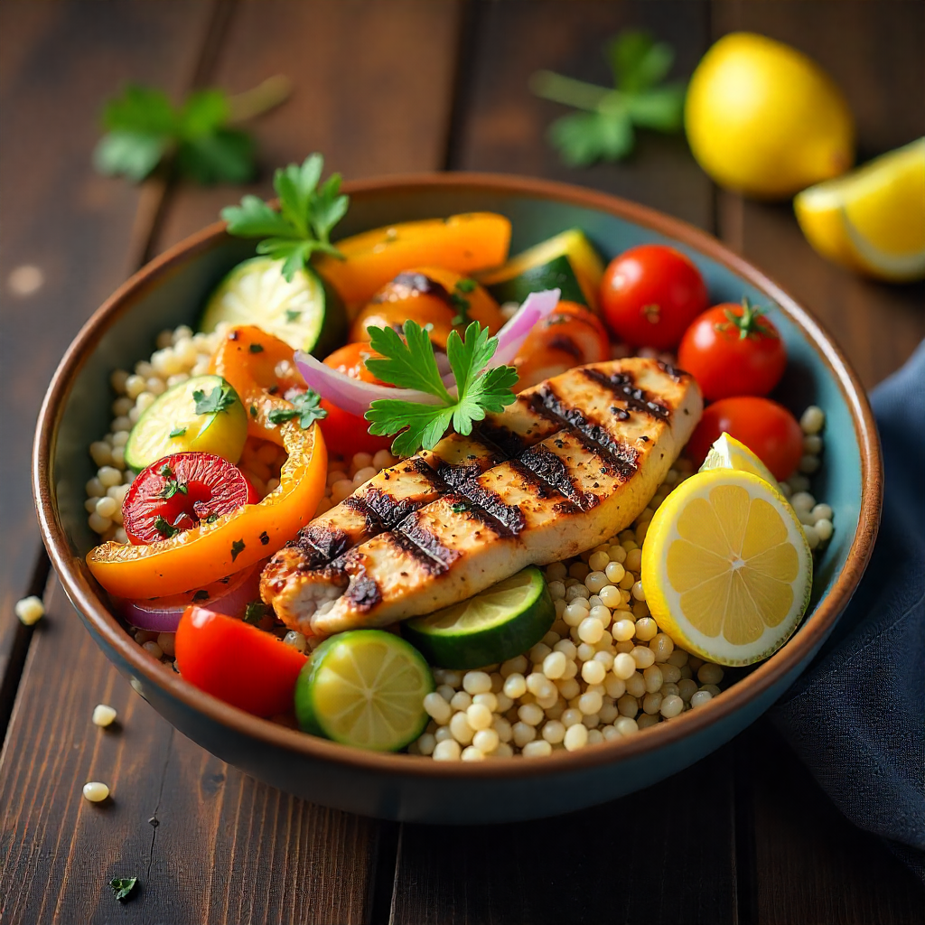 Fresh Grill Mediterranean Lunch Bowl with Chicken and Vegetables